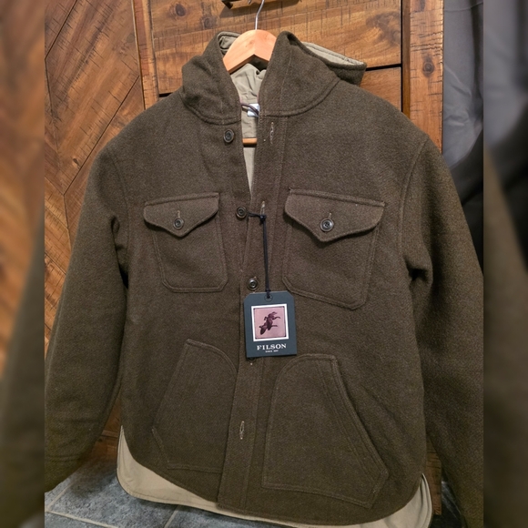 NWT Filson Snohomish Reversible Olive Green Jacket Coat Size Small - Picture 1 of 7